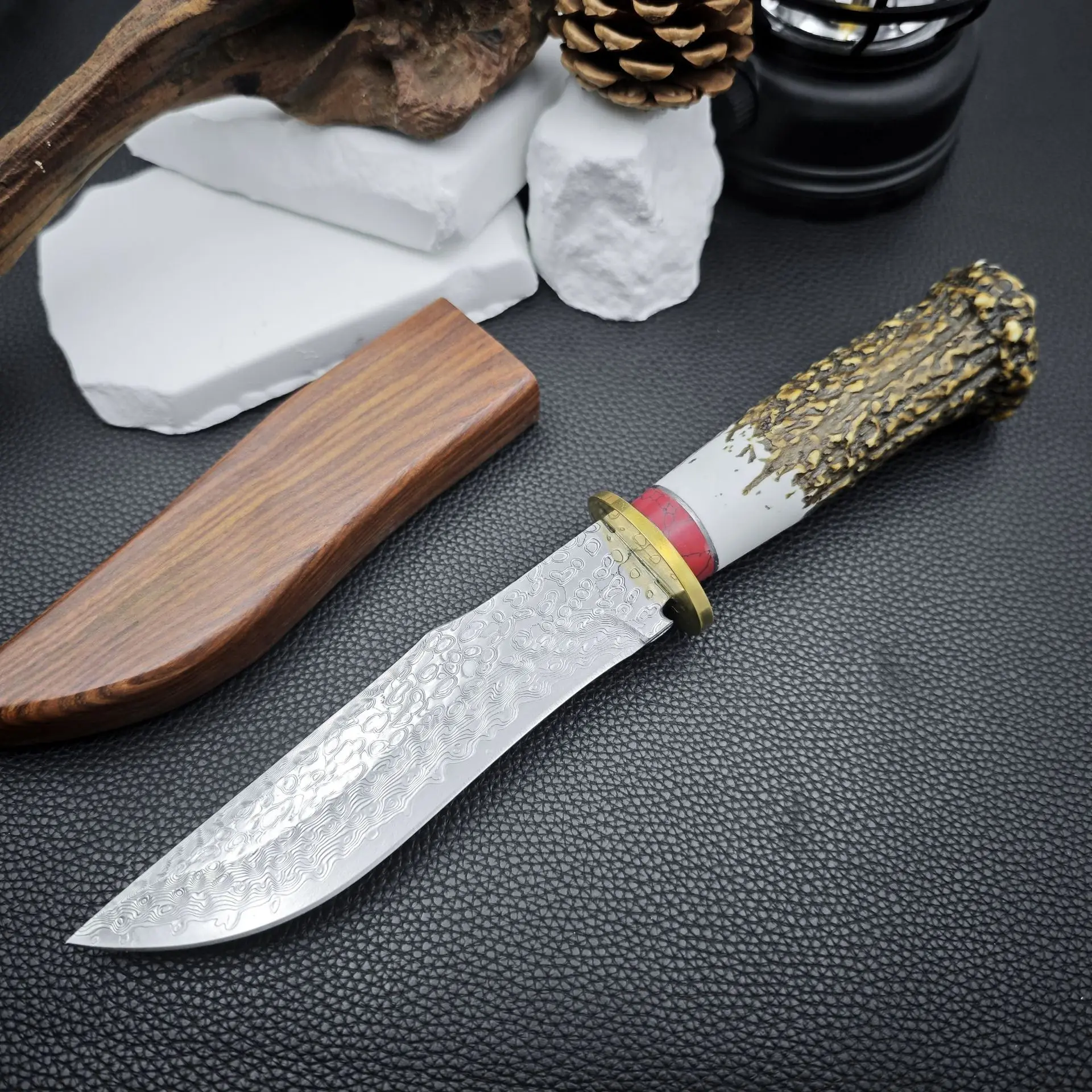 Premium Kitchen Fruit Cutting Straight Knife with Wood Sheath Multifunctional Handmade Cutting Tool for Household Daily Use