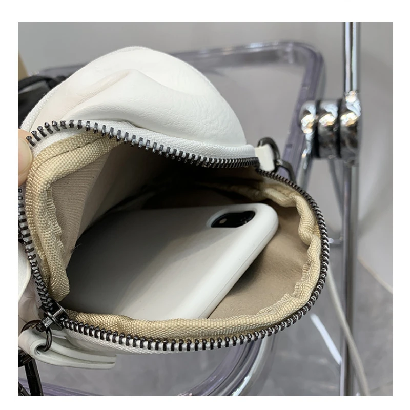 Fashion Simple Small Crossbody Bag Women Black White Zipper Phone Coin Purse Travel Commuter Casual PU Mini Shoulder Handbags