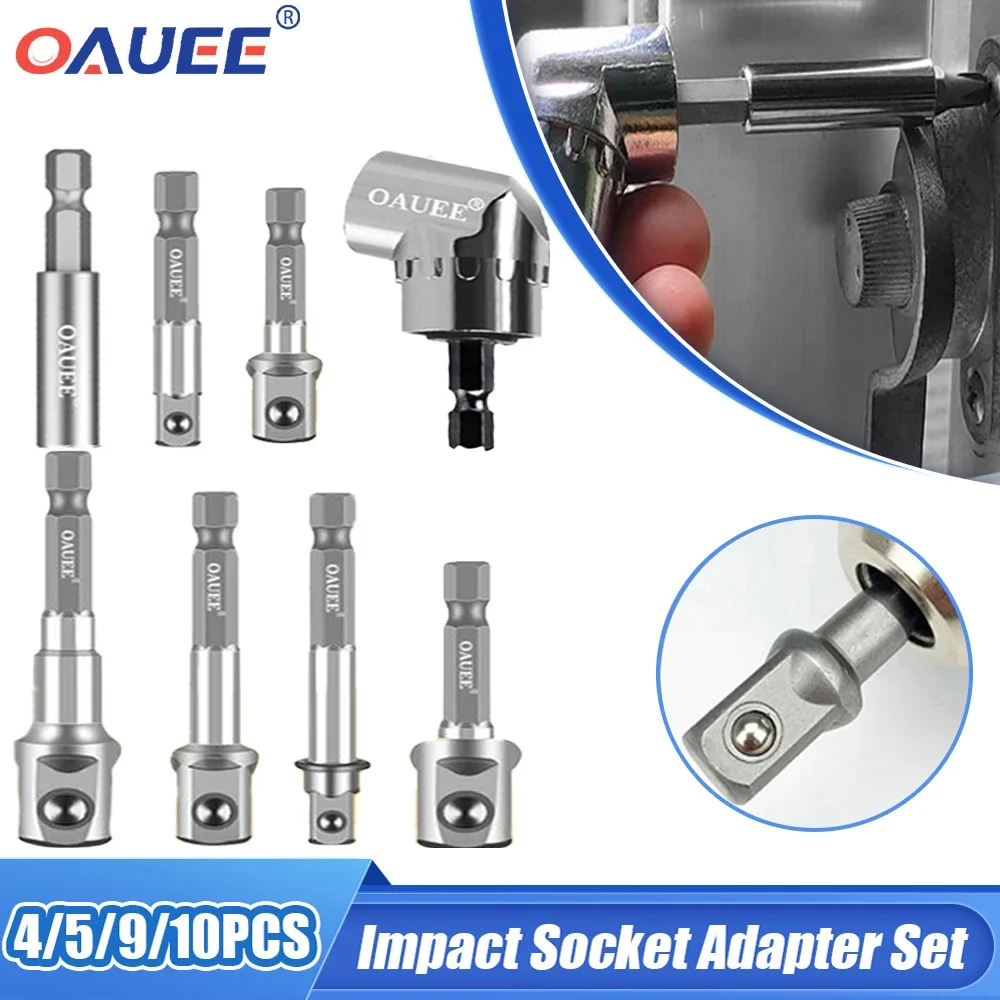 

OAUEE Power Drill Sockets Adapter Sets 1/4" 3/8" 1/2" Inch Impact Drill Extended Socket Adapter Screwdriver Electric Hand Tool