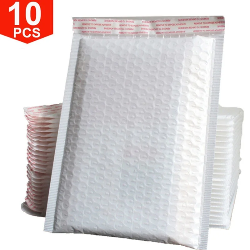 10PCS Inner Bubble Poly Bags Shock-absorbing Envelopes Self-adhesive Shipping Packing Bag Pad For Book Magazine Lined Mailer