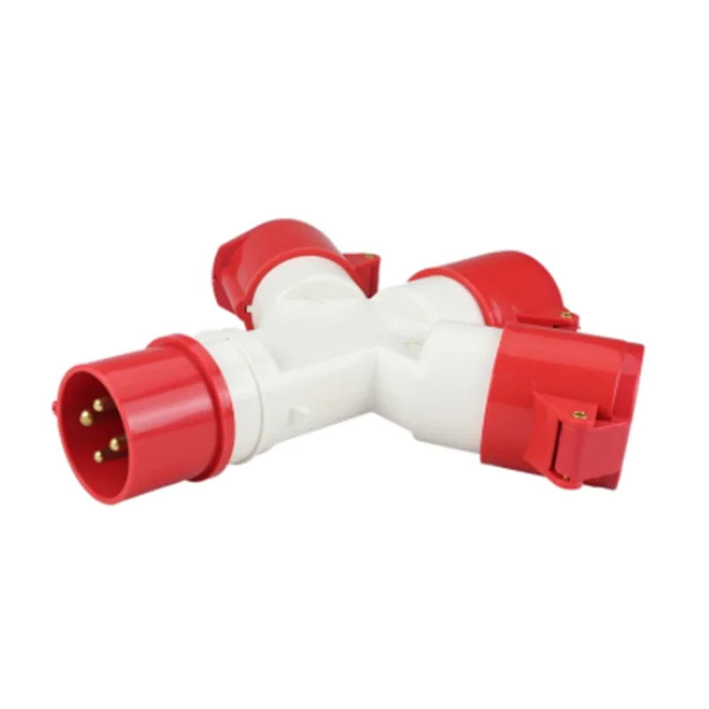 Connettore industriale impermeabile per aviazione 4 core AC220V-250V16A/32A multifunzione di colore rosso è diviso in tre spine