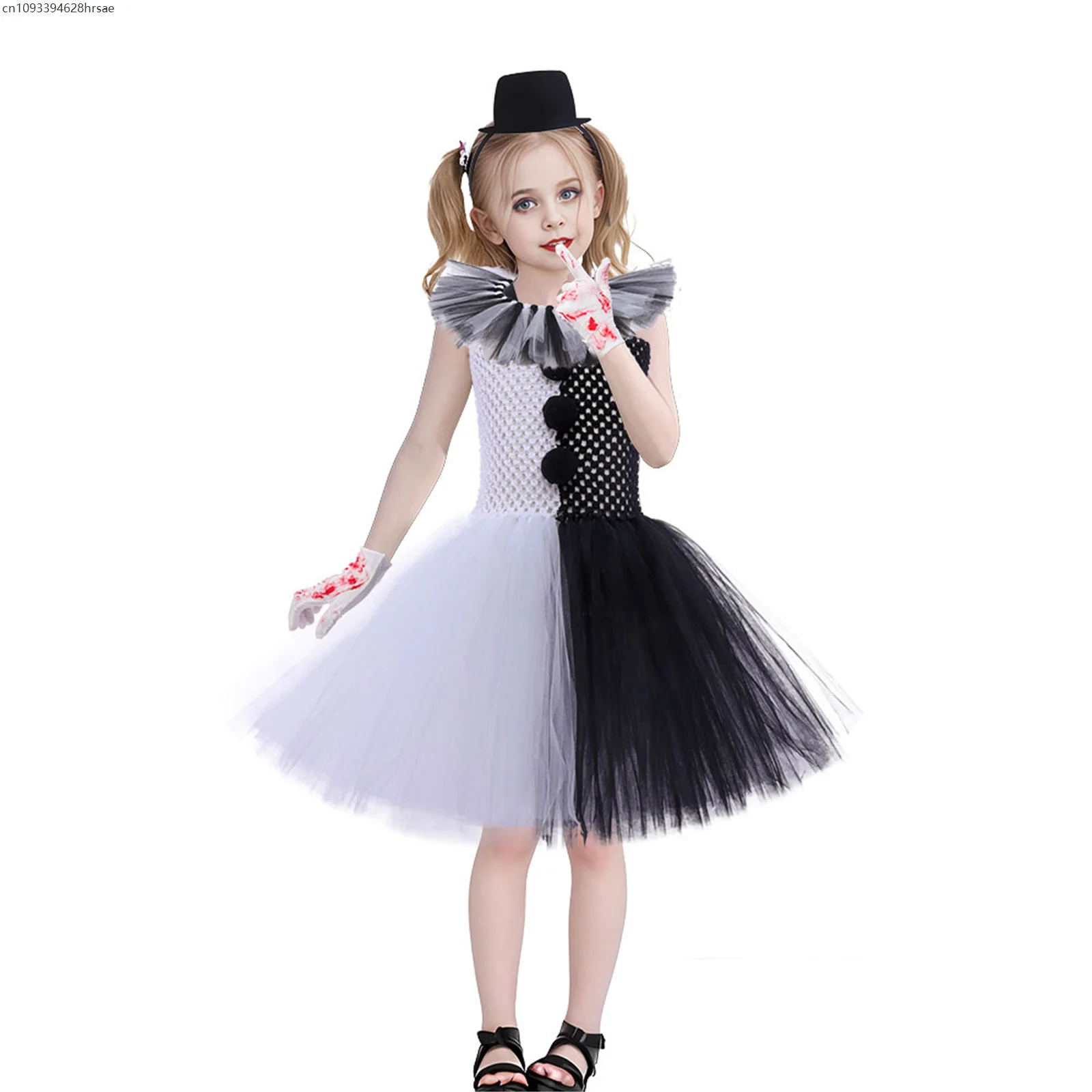 Traje para meninas halloween fantasia tutu vestido sangue assustador filme palhaço terrorífico traje para crianças roupas de carnaval