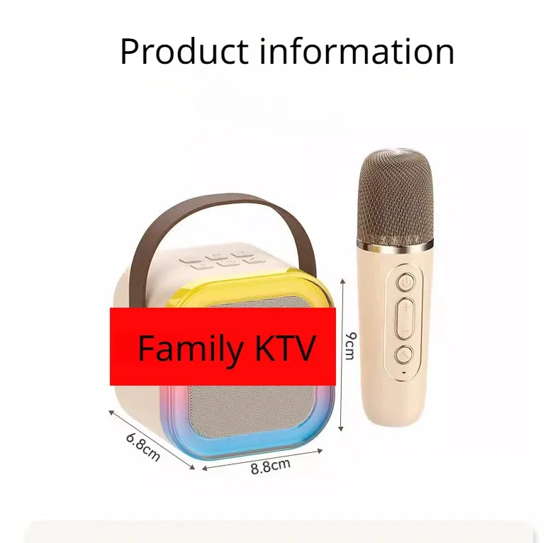 5.3 Bluetooth Outdoor Home Color RGB Light Speaker Portable High-quality Subwoofer Wireless Microphone Set Speaker K-song