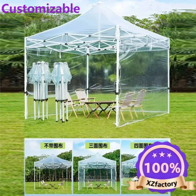 Factory Direct 2026 Winter fully transparent rainproof four-legged tent retractable warm canopy thickened stall wind-resistant a