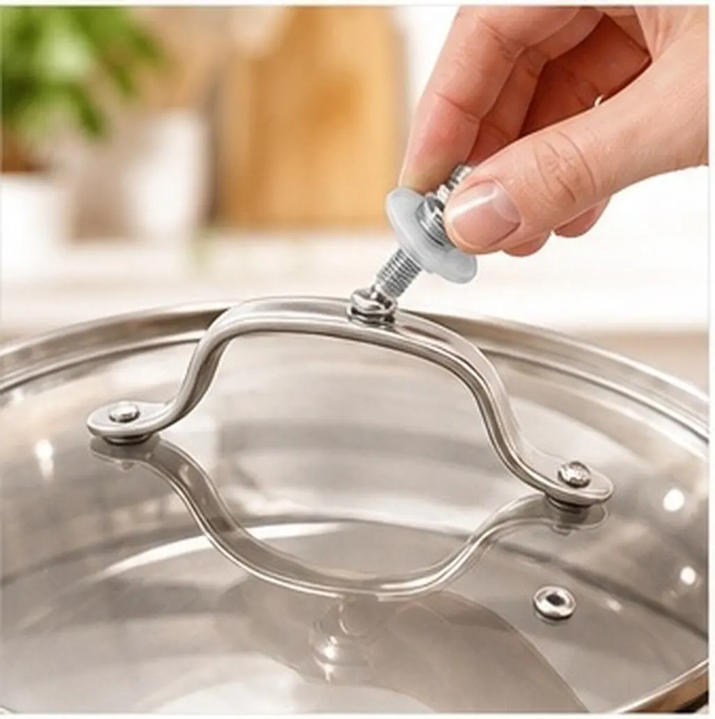 20Set Universal Pot Lid Handle Screws M5x12mm Stainless Steel Silicone Gasket Quiet Cooking Pot Lid Knob Fasteners Kitchen