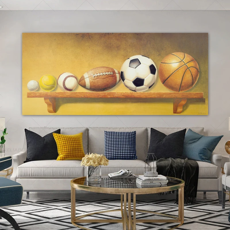 Ball Sports Posters and Prints Vintage Basketball Football Baseball Canvas Painting Wall Picture For Living Room Home Decoration