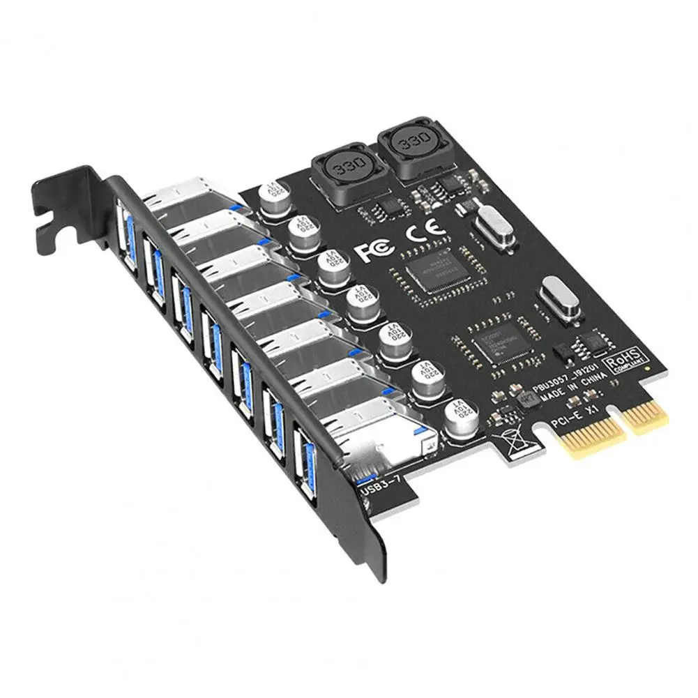 

PCI-E 1 to USB 3.0 Hub Splitter Controller Expansion Extender Card 7-ports Converter Adapter Component Adaptor