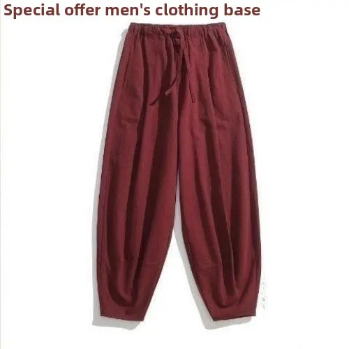 Plus Größe Männer Harajuku Breite Bein Baumwolle Leinen Sport Hosen Lose Fit Lange Hosen Farbe Casual Männer der Herbst Winter Hosen