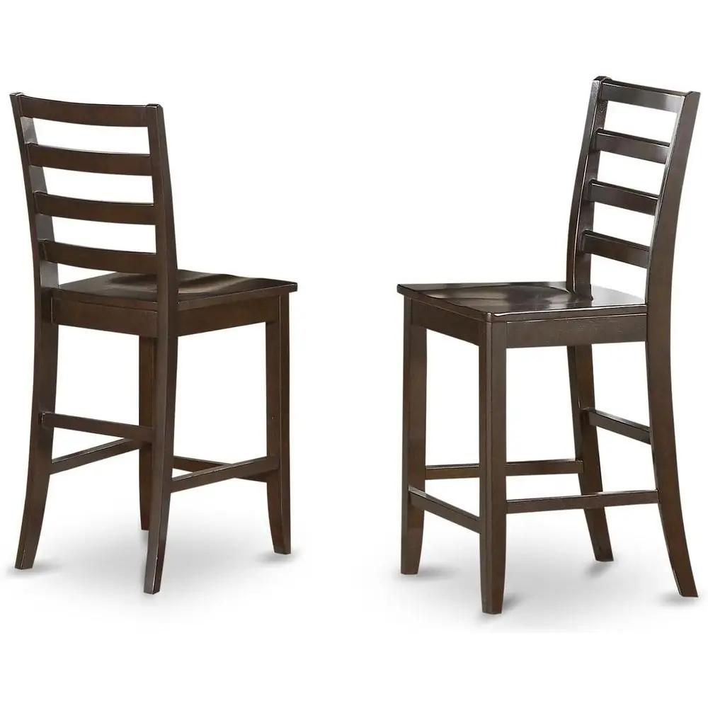 

Ladder Back Counter Height Dining Stools - 2 Wooden Seat Chairs, Finish