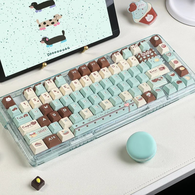 

Mint Chocolate Theme Keycap PBT 152Key Cute Personalized Girl Keyboard Cap Cherry Profile Gaming KeyCap for Mechanical Keyboard