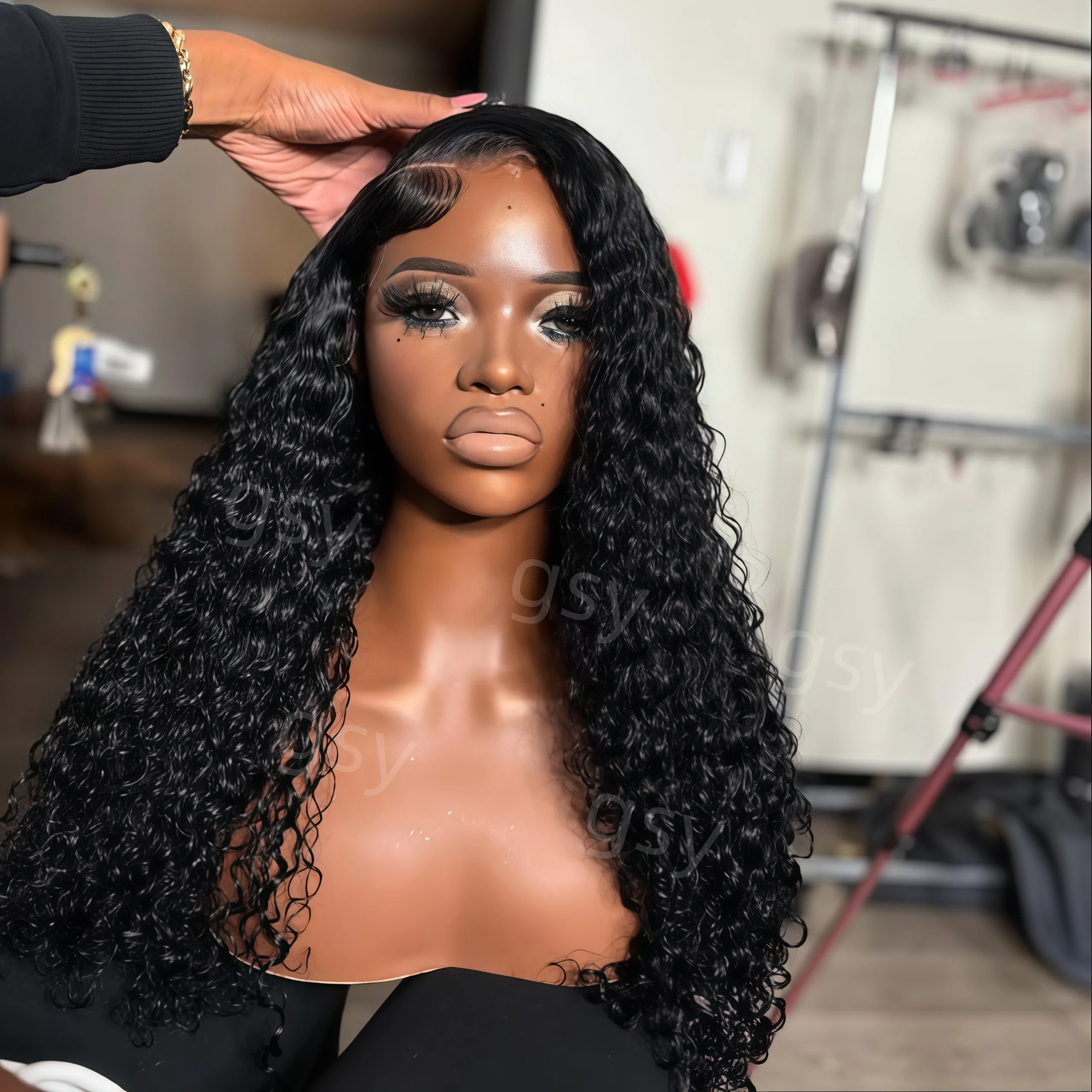 

Long Glueless 26inch 180 Density Natural Black Soft Kinky Curly Lace Front Wig For Women BabyHair Heat Resistant Preplucked