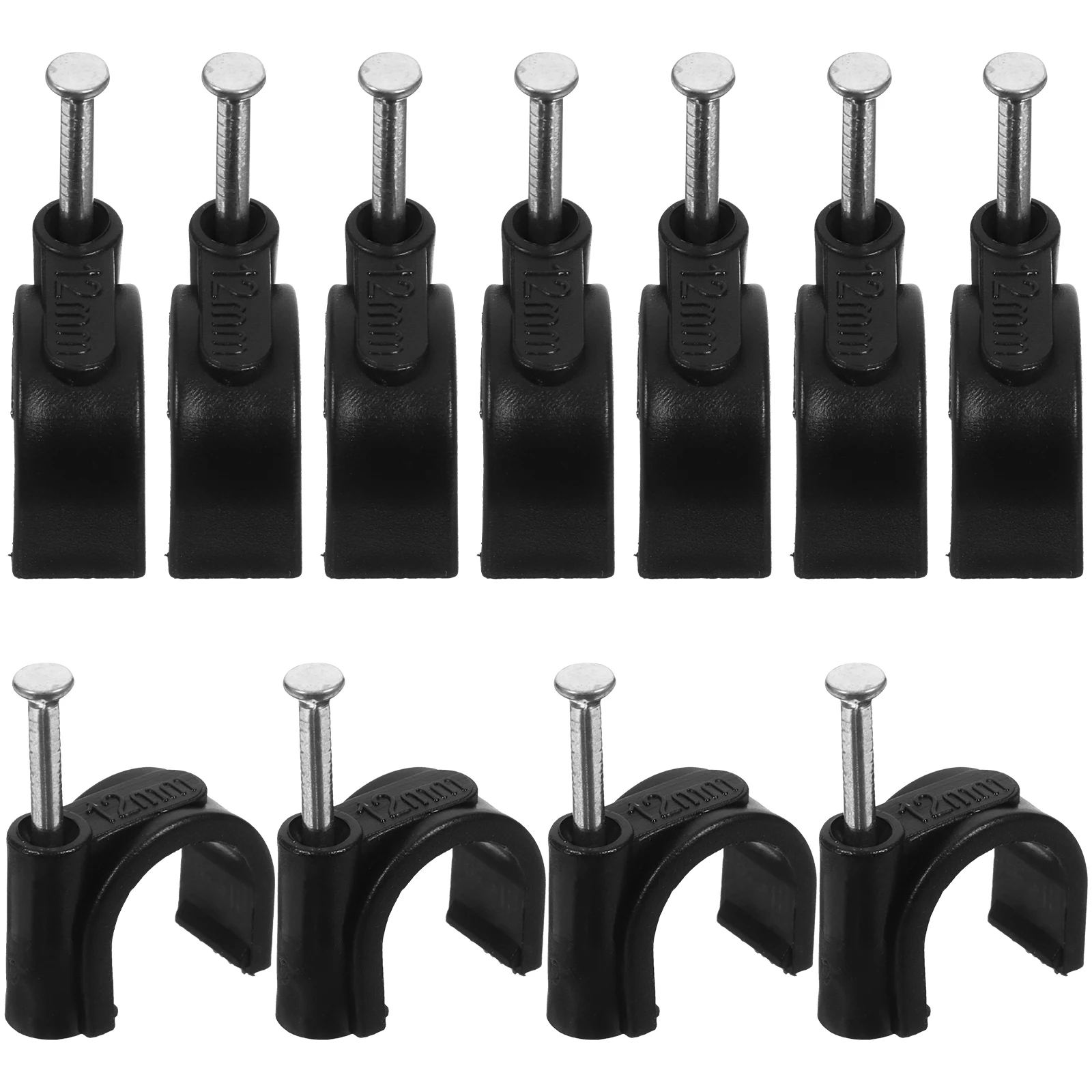 

100pcs Half J-Hooks Tubing Fixtures Support Clamps With Nails For Cable Pipe Fixing Steel Nail Clamps Clamp Fasteners