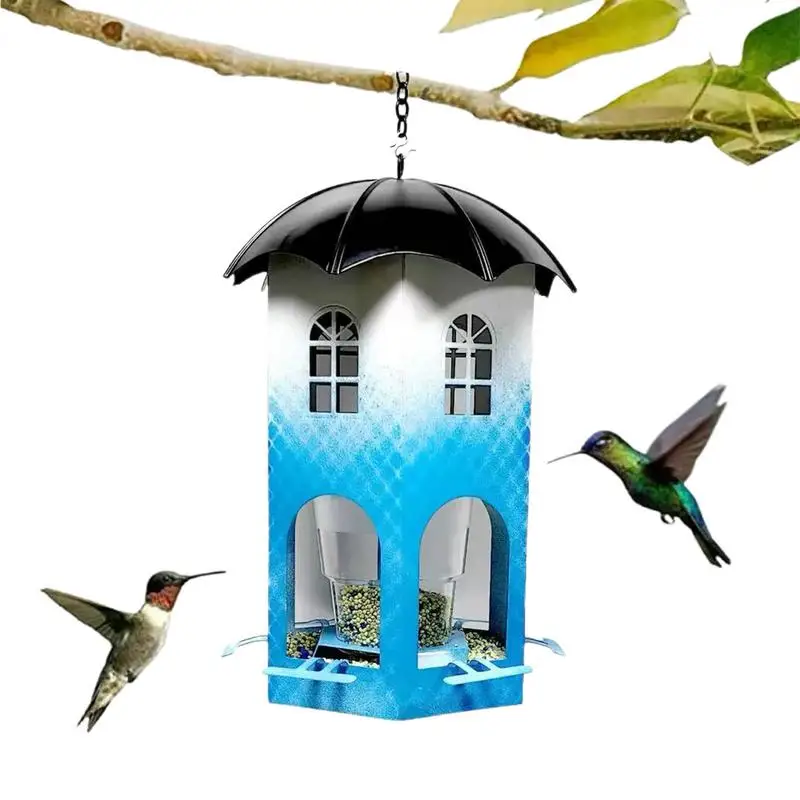 

Metal Bird Feeder Waterproof Hummingbird Feeders for Outdoors Weatherproof Feeding Station Easy to Refill Clear Window Garden