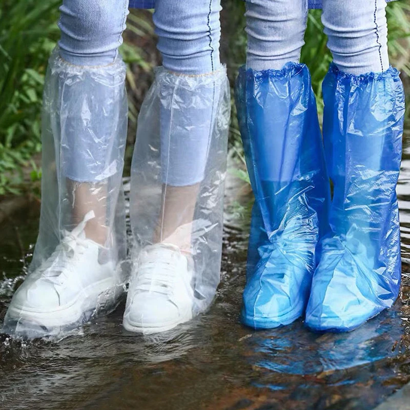 10pcs Disposable Waterproof Shoe Covers-Thick Plastic Rain Boot Covers for Outdoor Use,Non-Slip Sole Protection