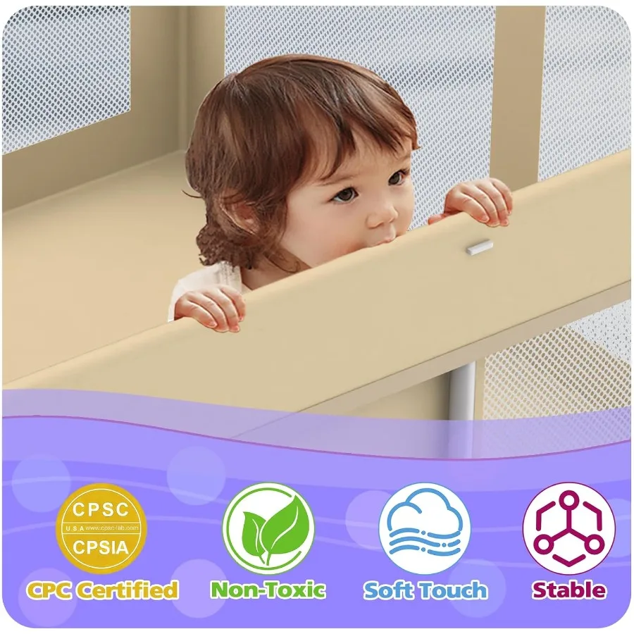 روضة أطفال قابلة للطي للأطفال الصغار مقاس 50 بوصة × 50 بوصة مع حقيبة حمل و50 كرة محيطية للأطفال في الأماكن المغلقة والخارجية