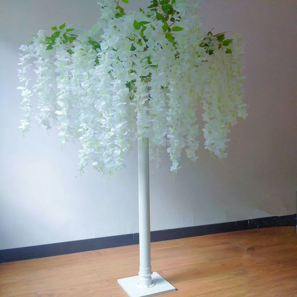 Elegant White Artificial Silk Flower Tree Simulation Wisteria Douhua Trees Wishing Trees For Wedding Stage Aisle Runner Decor