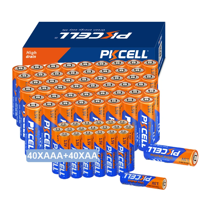 

40PC LR03 AM4 E92 AAA battery and 40PC LR6 AM3 E91 MN1500 AA 1.5V Alkaline Battery 10 years shelf life (80Piece combine pack)