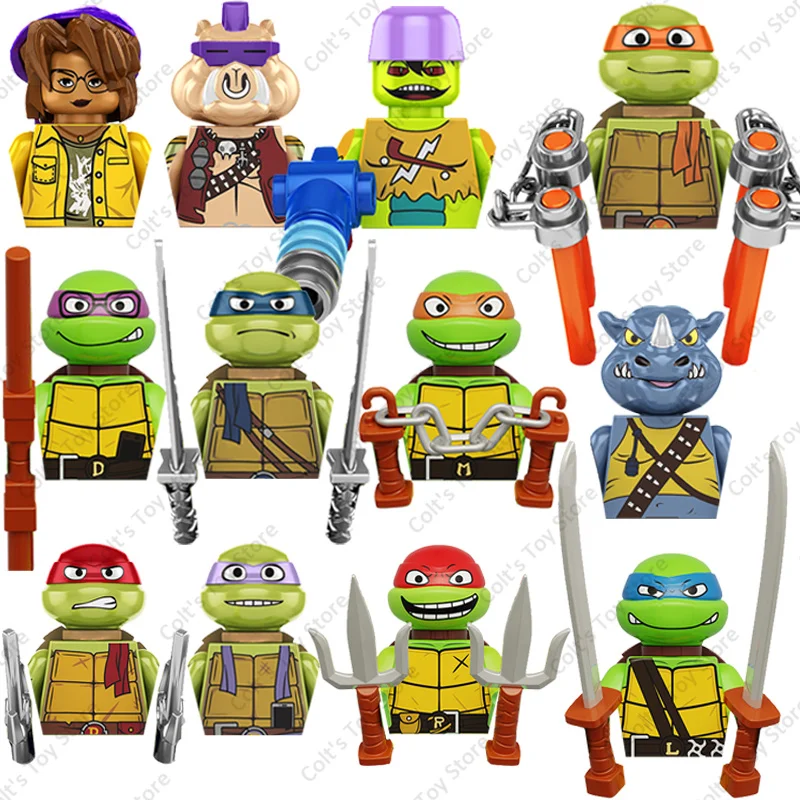 Classic Movie Teenage Mutant Ninja Turtles Building Blocks Mini Action Figures Anime Leo Raph Mikey Don Model Dolls Toys Gifts