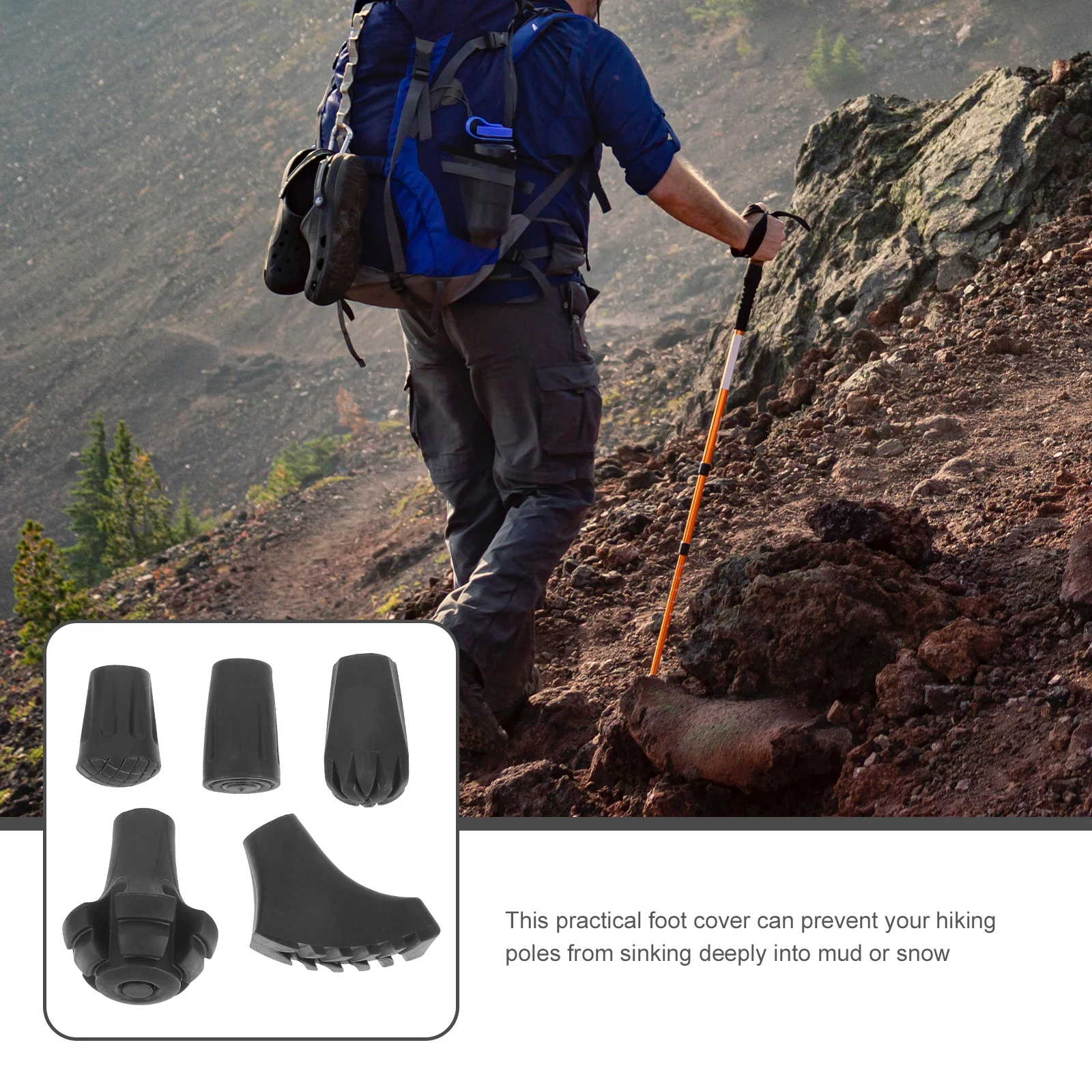

5Pcs Rubber Crutch Tips Replaceable Trekking Pole Foot Covers Durable Non Slip Hiking Cane Tips Cane Tip Crutch End Mat