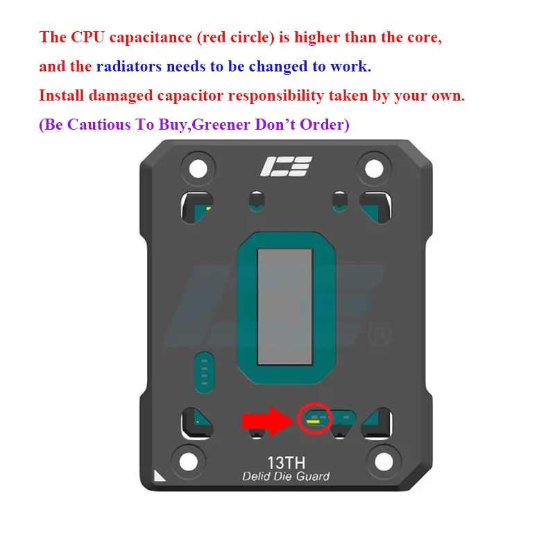 IceManCooler CPU Open Cover Protector For Intel 12/13/14th gen Processor,Delid Die Guard Frame,7075 Aluminum,Black