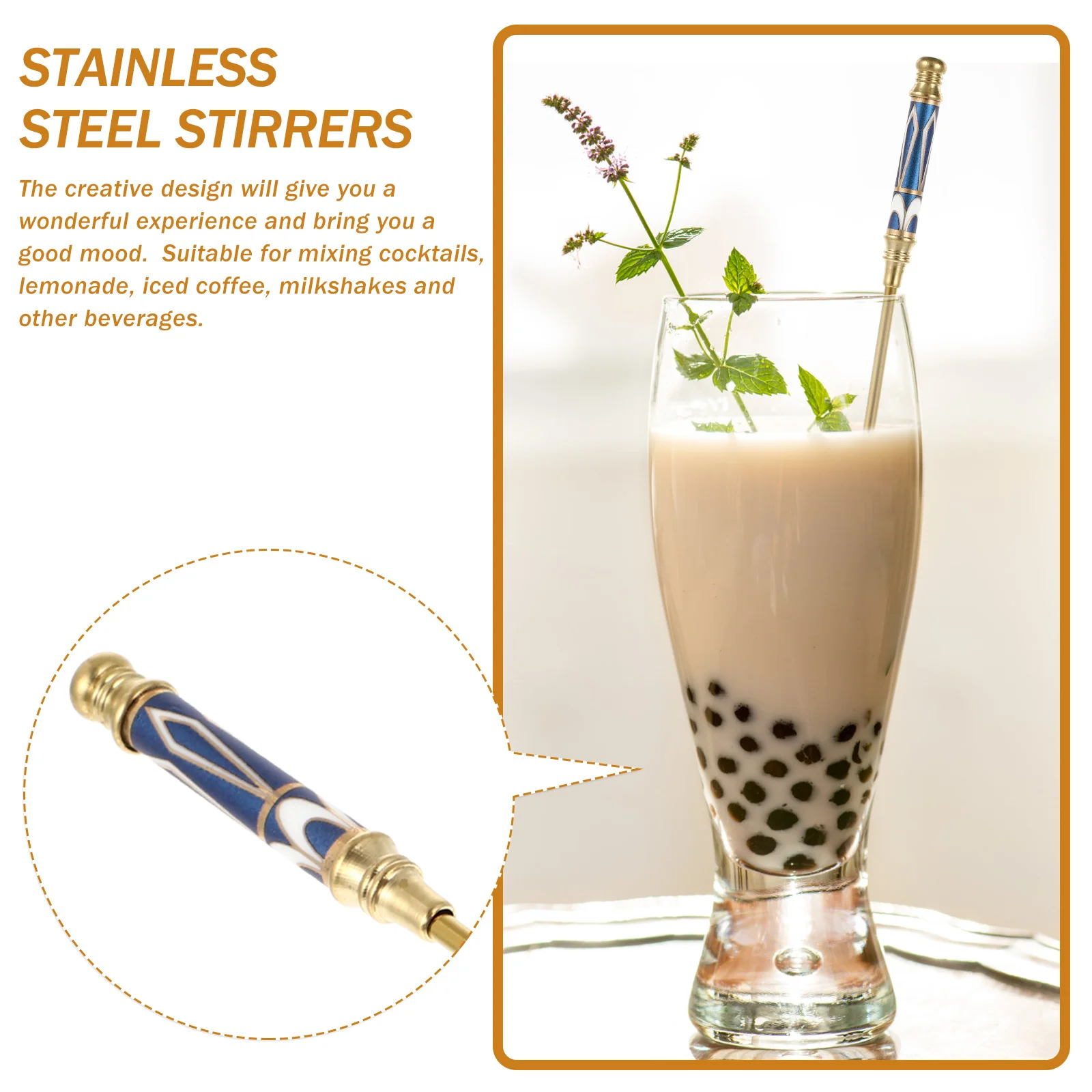 

Stainless Steel Coffee Stirring Rod Wear-Resistant Reusable Bar Pub Cocktail Stirrers Beverage Stirring Stick Lemonade