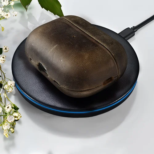 Imagen 2 del producto Funda de cuero genuino Crazy Horse para Airpods Pro 2 fundas Airpods 4 3 caja de auriculares Bluetooth inalámbrica hecha a mano carcasa protectora