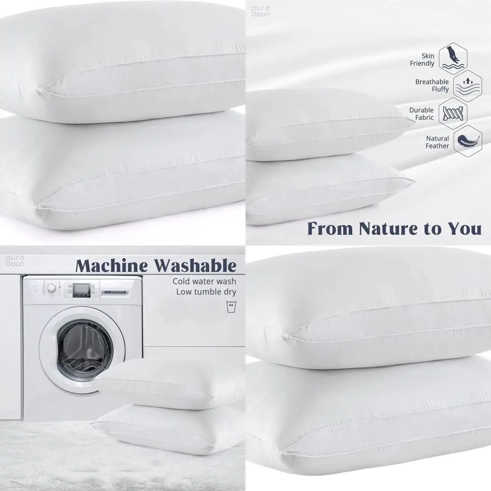 

King Size Cotton Shell Goose Down Pillows - Soft Sleep Set of 2