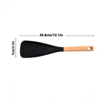 Multifunction Silicone Cooking Spoon Spatula for Nonstick Cookware, Heat Resistant Kitchen Gadgets Utensil with Wooden Handle 3