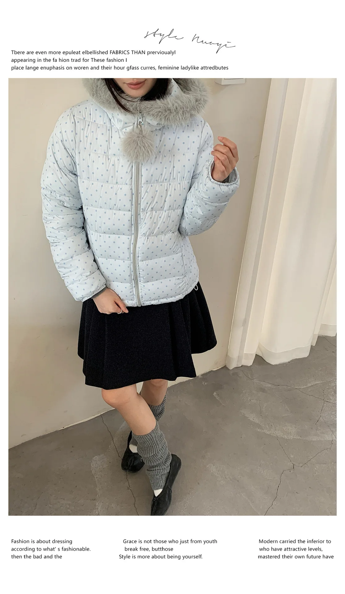 Retro New Polka Dot Long-sleeved Hooded Cotton Jacket Women's Winter Versatile New Thickened Warm Down Cotton Versatile Jacket