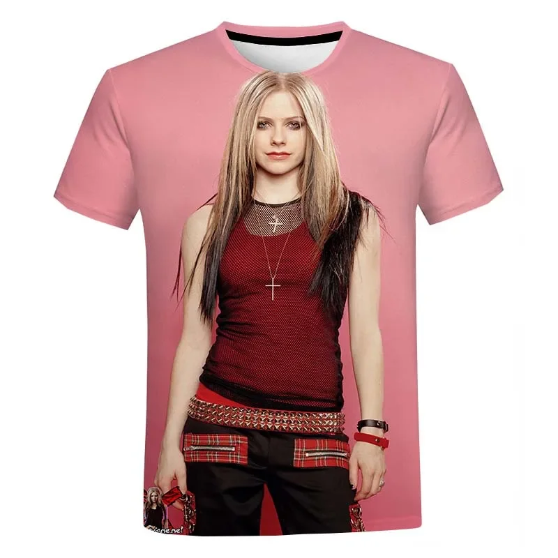 Fashion Casual Singer Avril Lavigne 3D Print T-shirt Personalized Oversized T-shirt Hip-hop Harajuku Street Short Sleeve Tops