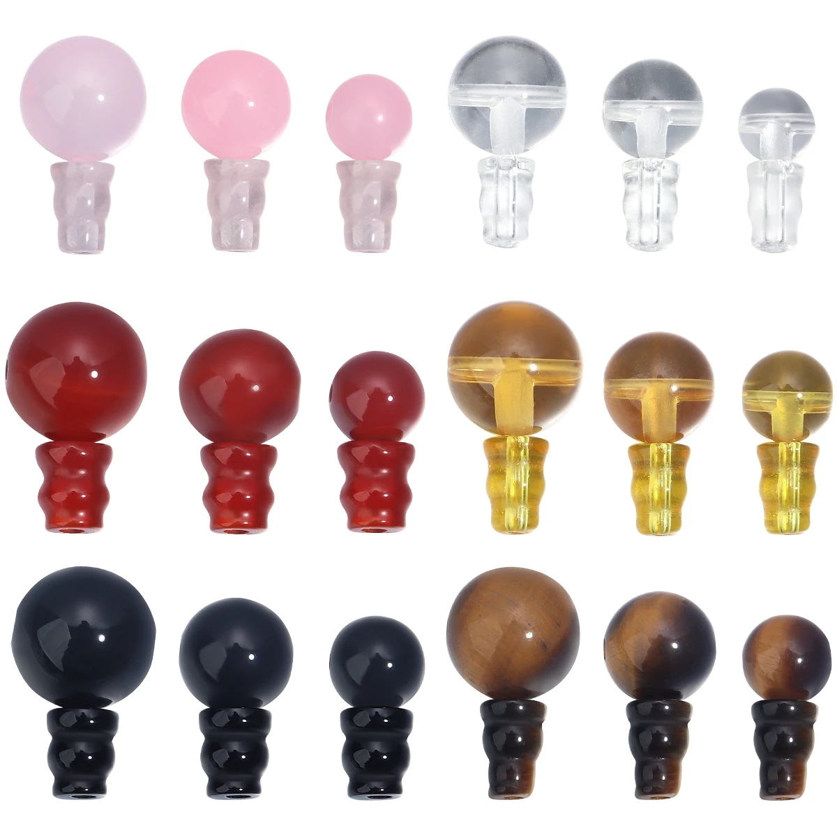 2 Sätze/los Natürliche Kristall Perlen 3 Loch Buddha Kopf Guru Spacer Ende Perlen Stecker Für DIY Schmuck Machen Armband Halskette
