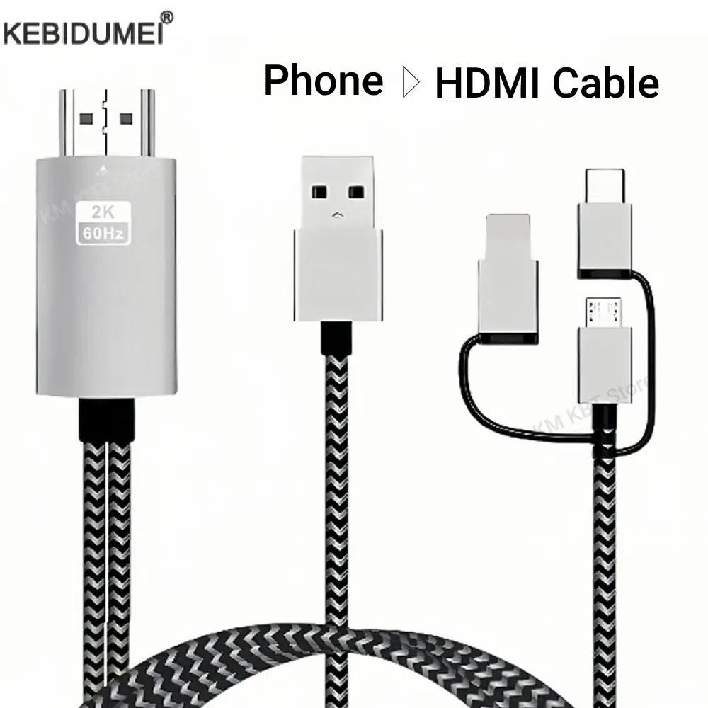 3 in 1 HDMI Cable Phone to TV Converter Cable for IPhone for Samsung Huawei Phone Screen Connect To HDMI HD TV Projector