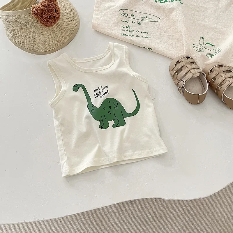 Summer Infant Baby T-shirt Fashion Cartoon Girls Shorts Vest Cotton Boys Tops Korean Casual Kids Clothes