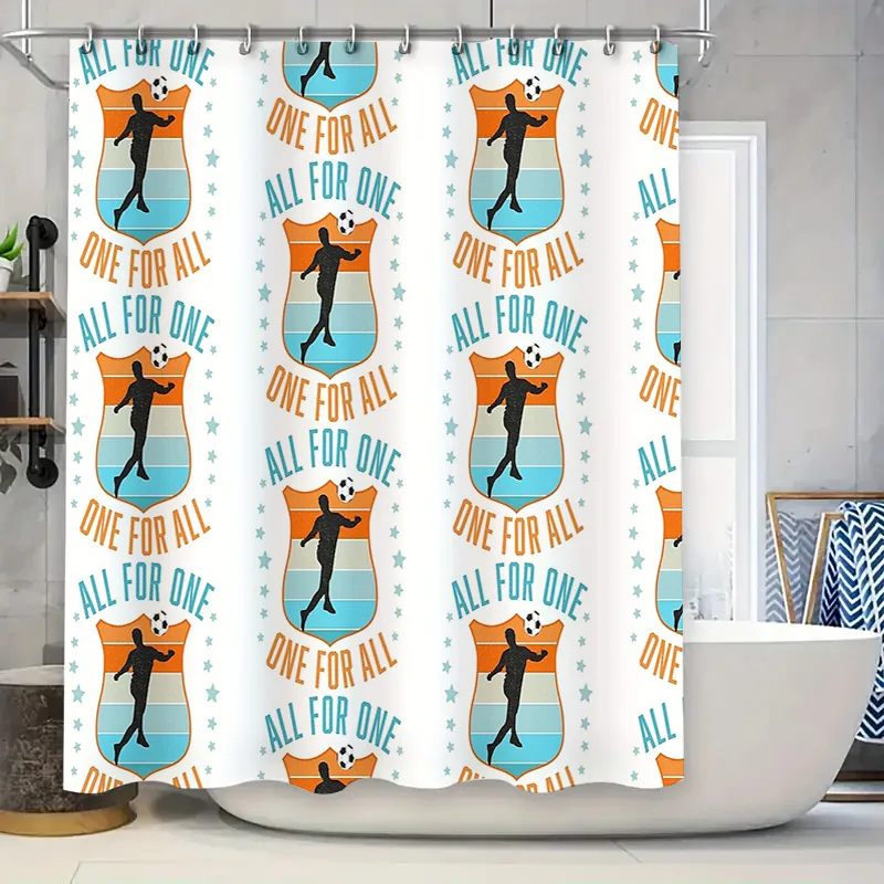 

Vintage Soccer Shower Curtain Waterproof Football Team Decor Sports Bath Room Set Modern Art Print Pattern Home