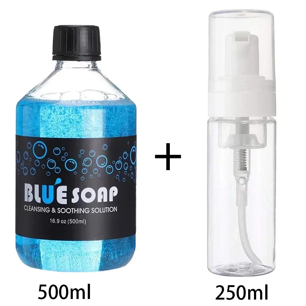500/30ML Tattoo Blue Soap Cleaning Soothing Solution With Tattoo Foam Diffuser Bottle Blue Algae Soap and Bottle Cleaning Supply