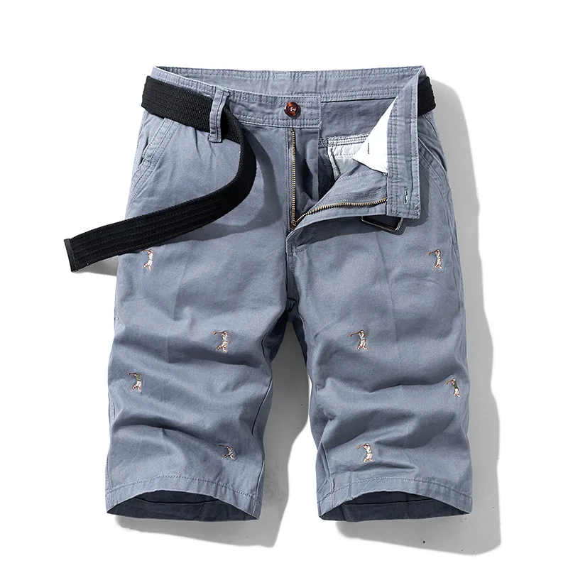 2024 Summer New Cargo Shorts Men's Fashion Fashion Brand Embroidered Pants Loose Straight Casual All-Match Beach Shorts