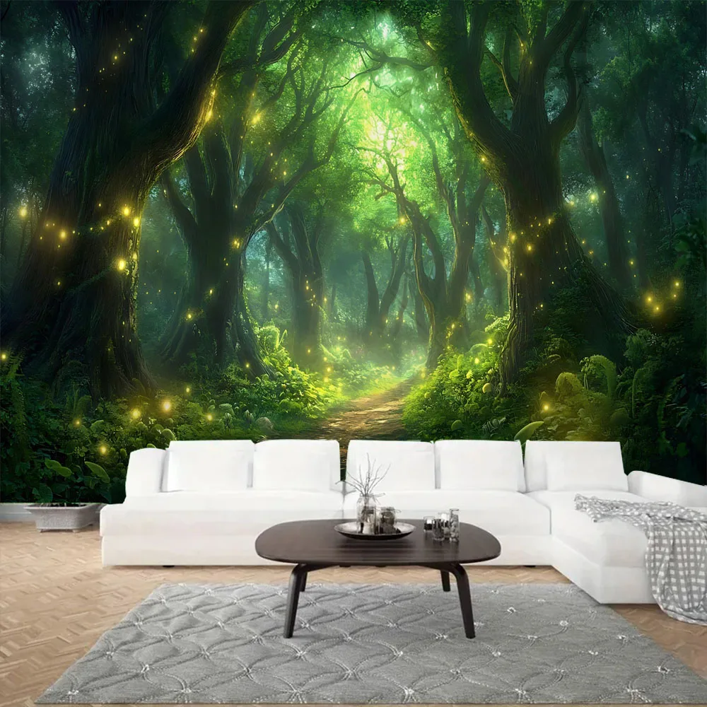 

Firefly Forest Tapestry Dreamy Landscape Wall Hanging Cloth, Hippie Starry Sky Background Poster, Aesthetic Home Art Decoration