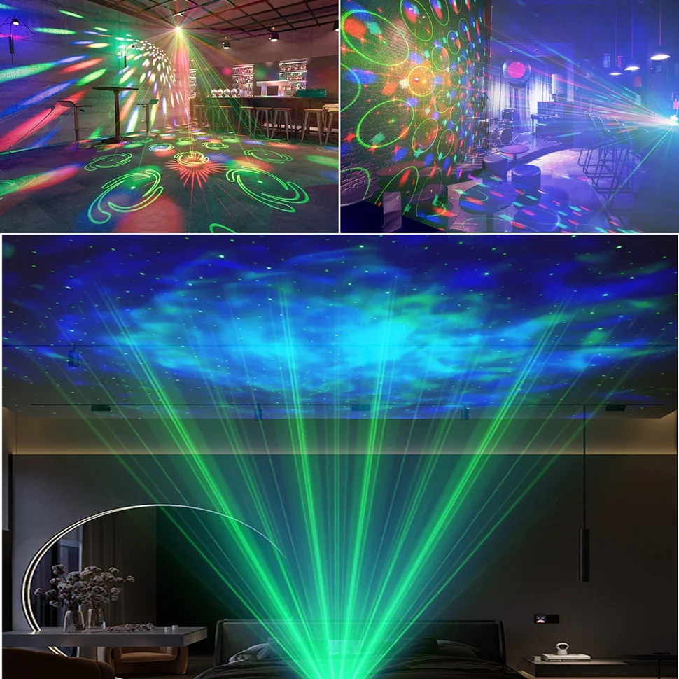 Party Light Disco Ball Light Dj Light Disco Light Ocean Light Star Light Projector Dance Light Sound Activated with Remote Contr