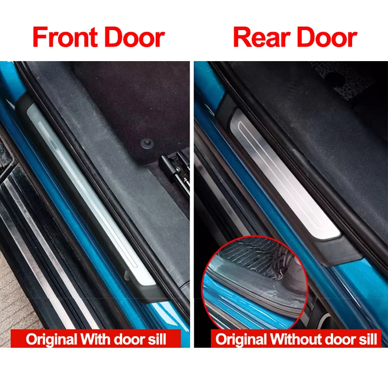 For AUDI Q3 Sportback 2019-2023 Rear Door Sill Protector Strip Car Door Guards Scuff Plate Strip Accessories