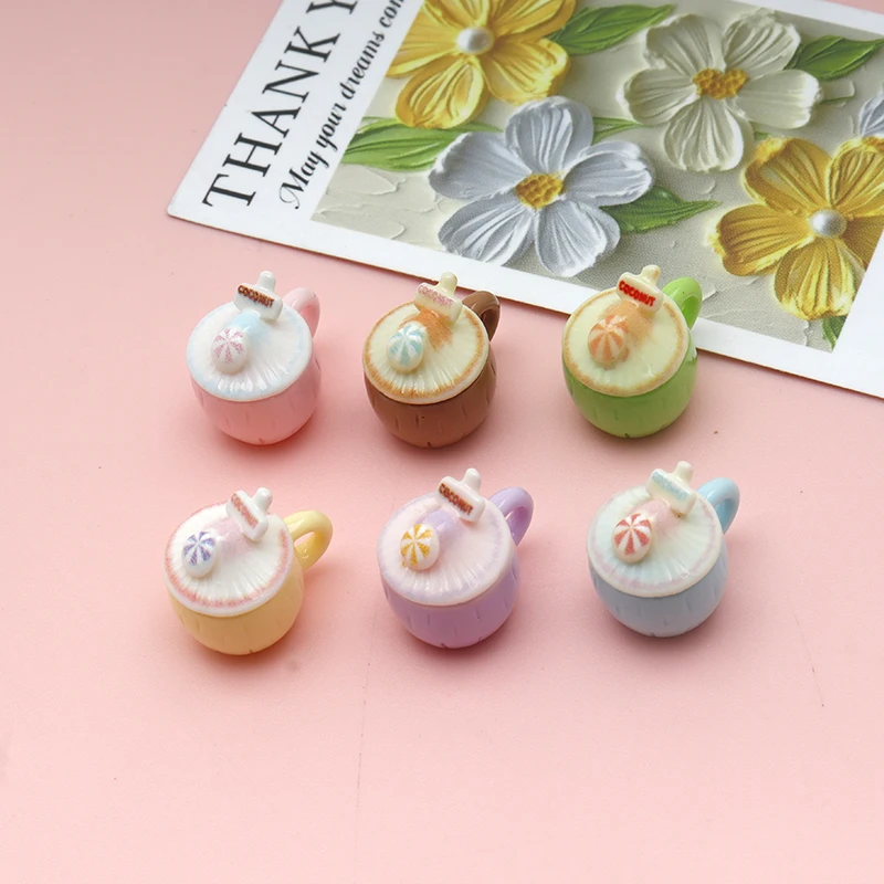 30/300pcs Miniature Simulation Milk Tea Cup Charm Dollhouse Decor Jewelry Making Resin Accessories DIY Keychain Components