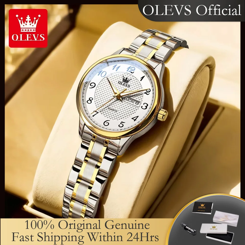 

OLEVS 5667 Luxury Quartz Wrist Watch for Women Fashion Classic Elegant Dual Calendar Waterproof Luminous Ladies Dress Watch New