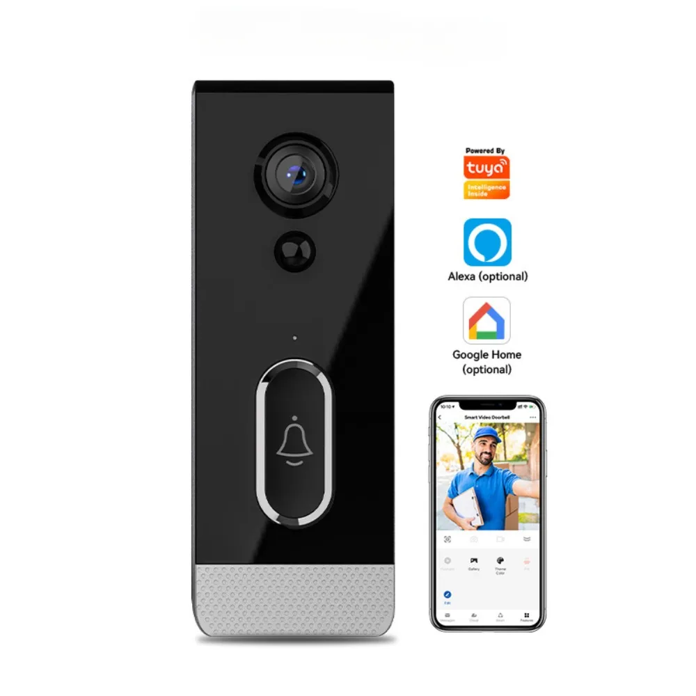 

Tuya IP65 Waterproof Outdoor Dingdong Mobile Phone Remote Recording Photography Storage Wireless Visual Doorbell Smart Life Home