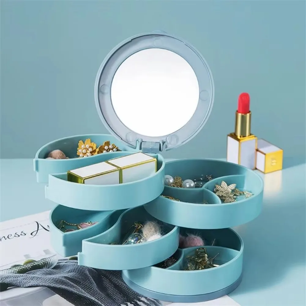 360 ° Rotating Jewelry Box Simple Jewelry Stand Holder Display Tray Lipstick Storage Container Multilayer Earring Rotating Boxes