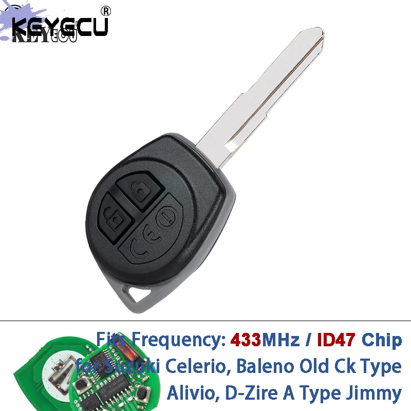 KEYECU لسوزوكي سيليريو، أليفيو، بالينو القديم Ck نوع، D-Zire A نوع جيمي 433 ميجا هرتز ID47 رقاقة مفتاح بعيد فوب