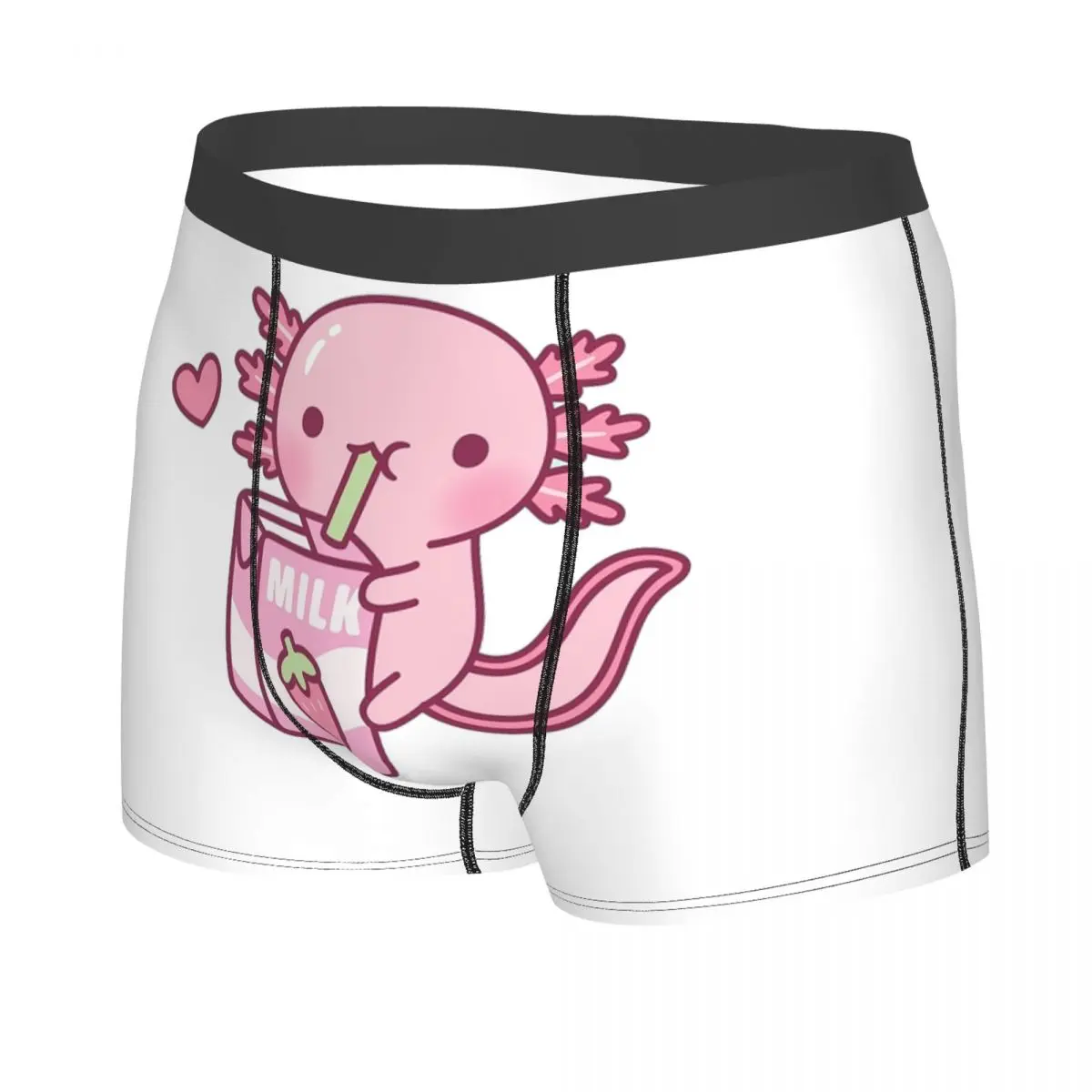 الملاكم السروال السراويل لطيف Axolotl يحب الفراولة الحليب خربش سراويل الرجال الملابس الداخلية الناعمة لهدايا رجل صديقها
