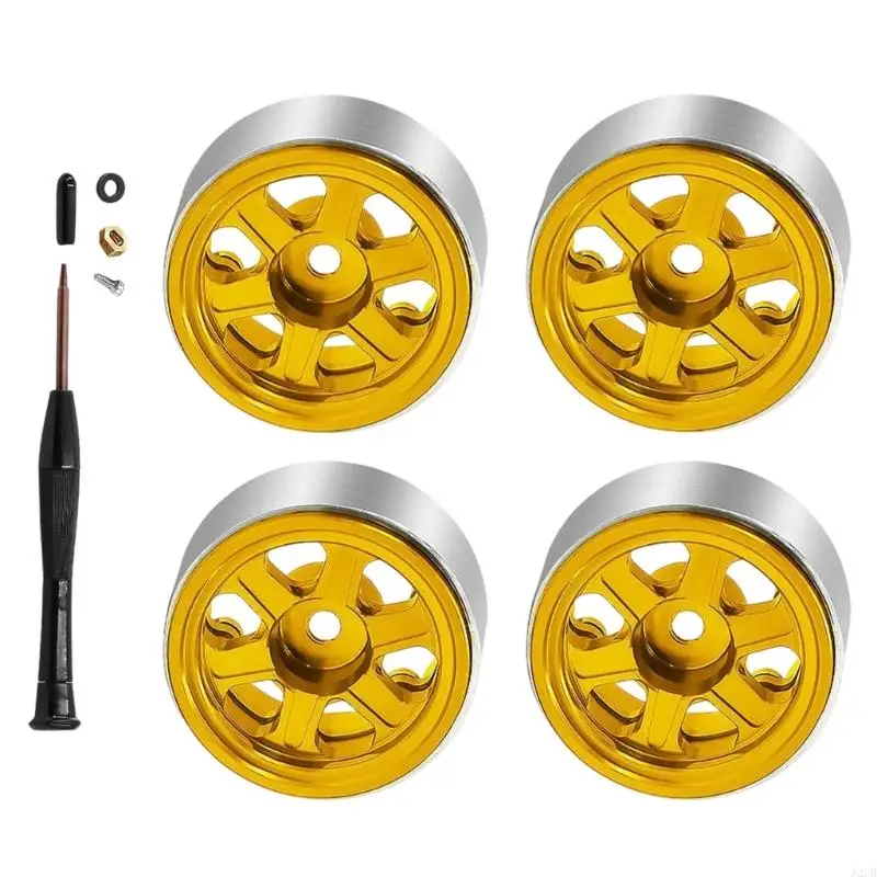 Packung mit 4 hochwertigen 1/30 SCX30 0,7 Zoll Aluminium-Metall-Ersatzrädern für Off-Road-Modelle A2UB – Detail 8