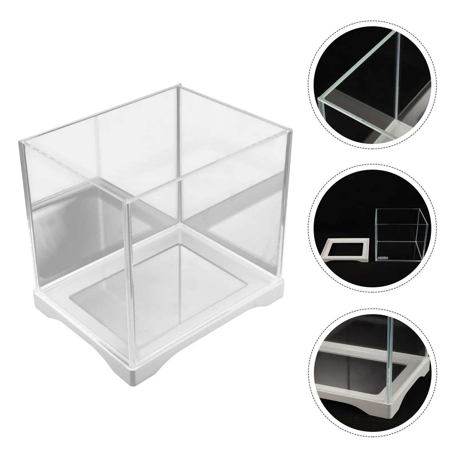 

Small Glass Fish Bowl Mini Aquarium Tank for Ornamental Fish Water Plants Desktop Table Decor Clear Goldfish Bowl