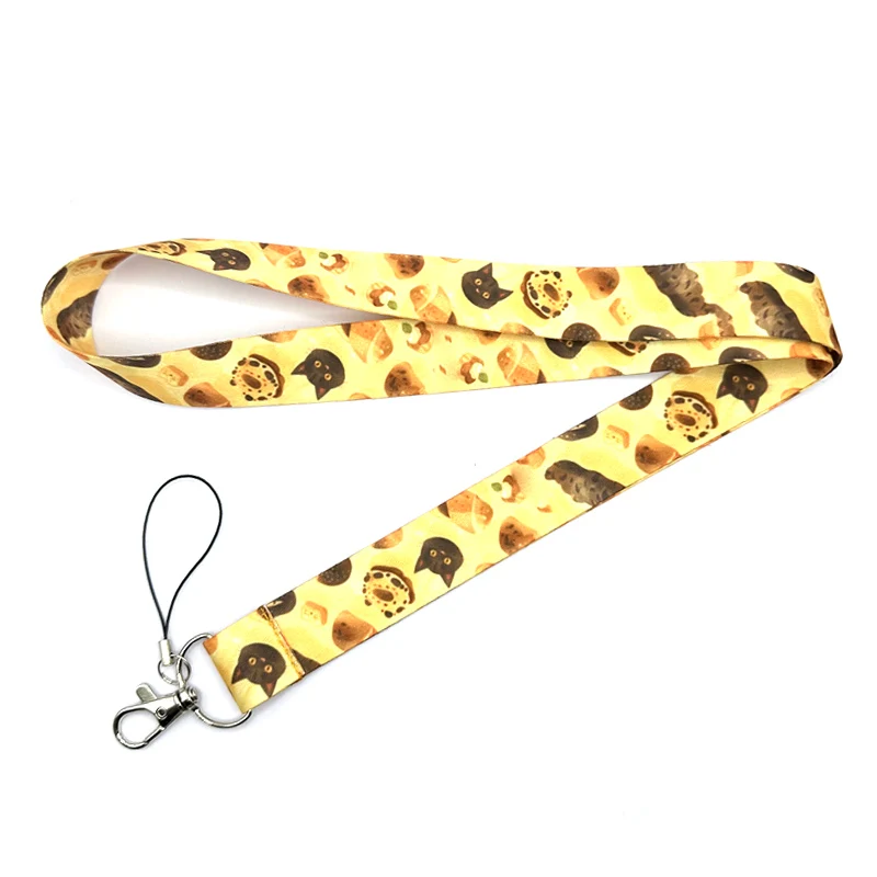 Cookie Bread Cats Lanyard Badge ID Mobile Phone Rope Key Lanyard Neck Straps Accessories webbings ribbons Decorations Gifts