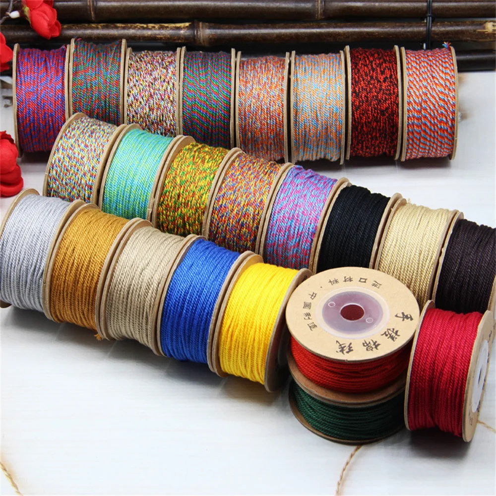 1mm-1.5mm 30meters Tibetan Hand Rub Cotton Cord for Tassel Hand Twisted Threads for Making Bracelets Malas Colorful  Rope