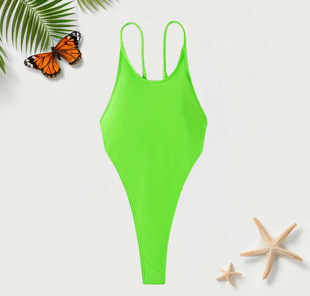 Women\'s Beach Bikini Women Swimwear 2024 Woman One Piece Swimsuit Solid Color Extreme Backless Bikini V​acation Swim Wear Fetish